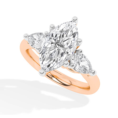 Marquise LG Diamond Ring in Rose Gold - Binson Diamonds Antwerp