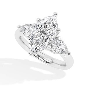 Marquise Lab-Grown Diamond Ring in 18K white gold, angled view
