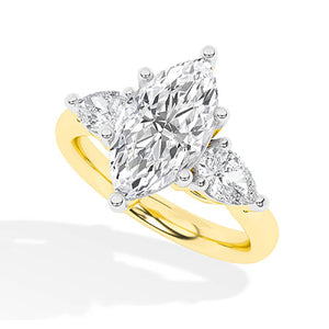 Marquise Lab-Grown Diamond Ring in 18K yellow gold, angled view