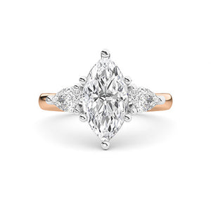 Marquise Lab-Grown Diamond Ring in 18K rose gold, overhead view | Binson Diamonds