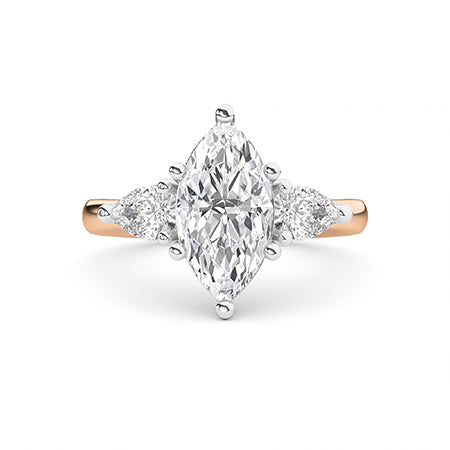Marquise LG Diamond Ring in Rose Gold - Binson Diamonds Antwerp