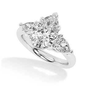 Pear Lab-Grown Diamond Ring in 18K white gold, angled view