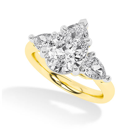 Pear LG Diamond Ring in Yellow Gold - Binson Diamonds Antwerp