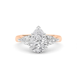 Pear Lab-Grown Diamond Ring in 18K rose gold, overhead view