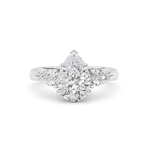 Pear Lab-Grown Diamond Ring in 18K white gold, overhead view