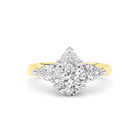 Pear LG Diamond Ring in Yellow Gold - Binson Diamonds Antwerp