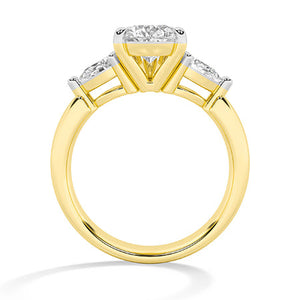 Pear Lab-Grown Diamond Ring in 18K yellow gold, front view