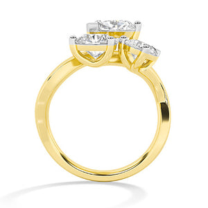 Heart Lab-Grown Diamond Ring in 18K yellow gold, front view