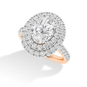 Oval Lab-Grown Diamond Ring in 18K rose gold, angled view