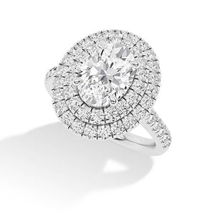 Oval Lab-Grown Diamond Ring in 18K white gold, angled view