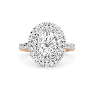 Oval Lab-Grown Diamond Ring in 18K rose gold, overhead view | Binson Diamonds