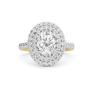 Oval Lab-Grown Diamond Ring in 18K yellow gold, overhead view