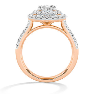 Oval Lab-Grown Diamond Ring in 18K rose gold, front view