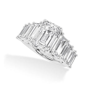 Emerald Lab-Grown Diamond Ring in 18K white gold, angled view
