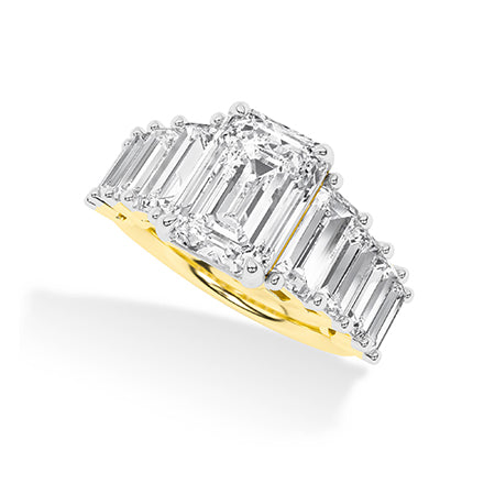 Emerald LG Diamond Ring in Yellow Gold - Binson Diamonds Antwerp