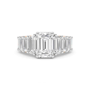Emerald Lab-Grown Diamond Ring in 18K rose gold, overhead view