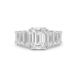 Emerald Lab-Grown Diamond Ring in 18K white gold, overhead view