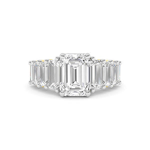 Emerald Lab-Grown Diamond Ring in 18K yellow gold, overhead view | Binson Diamonds