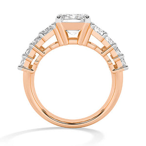 Emerald Lab-Grown Diamond Ring in 18K rose gold, front view