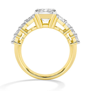 Emerald Lab-Grown Diamond Ring in 18K yellow gold, front view
