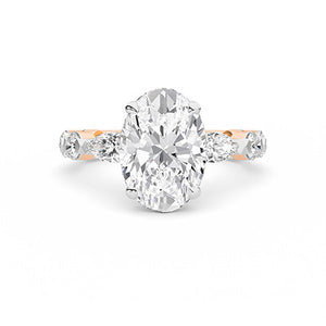 Oval Lab-Grown Diamond Ring in 18K rose gold, overhead view