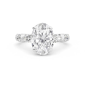 Oval Lab-Grown Diamond Ring in 18K white gold, overhead view