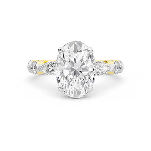Oval Lab-Grown Diamond Ring in 18K yellow gold, overhead view | Binson Diamonds