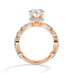 Oval Lab-Grown Diamond Ring in 18K rose gold, front view