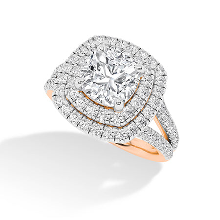 Cushion LG Diamond Ring in White Gold - Binson Diamonds Antwerp