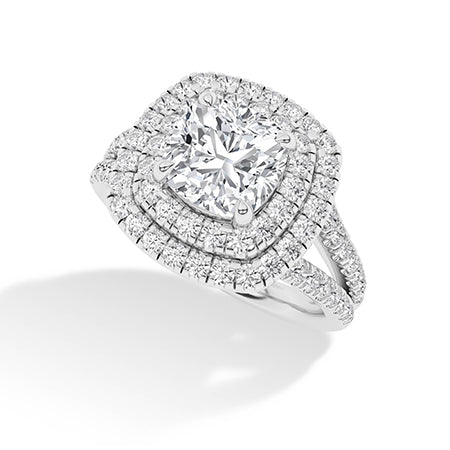 Cushion LG Diamond Ring in White Gold - Binson Diamonds Antwerp