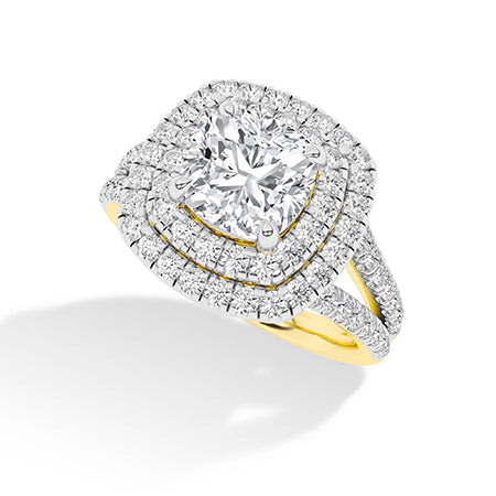 Cushion LG Diamond Ring in White Gold - Binson Diamonds Antwerp