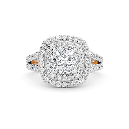 Cushion LG Diamond Ring in White Gold - Binson Diamonds Antwerp