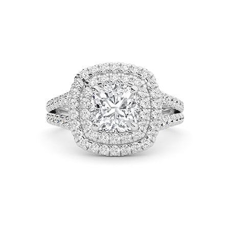 Cushion LG Diamond Ring in White Gold - Binson Diamonds Antwerp