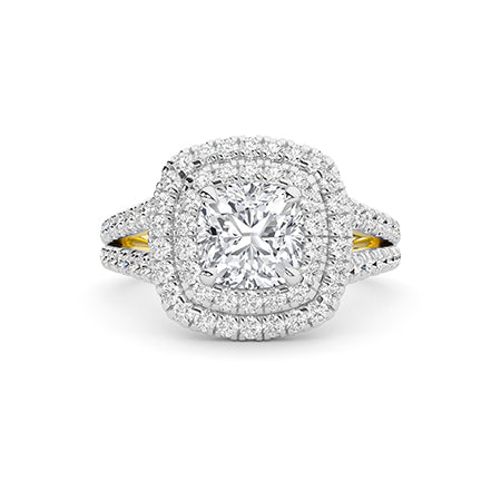 Cushion LG Diamond Ring in White Gold - Binson Diamonds Antwerp