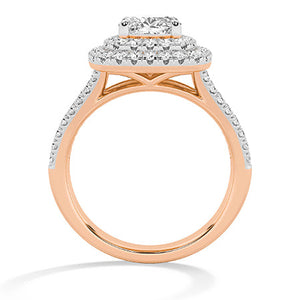 Cushion Lab-Grown Diamond Ring in 18K rose gold, front view