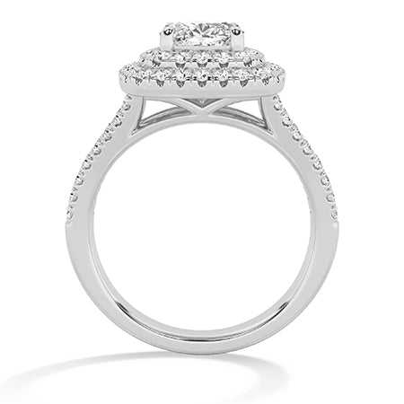 Cushion LG Diamond Ring in White Gold - Binson Diamonds Antwerp
