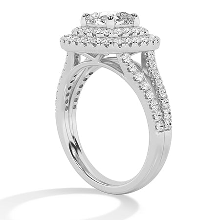 Cushion LG Diamond Ring in White Gold - Binson Diamonds Antwerp