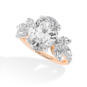 Oval Lab-Grown Diamond Ring in 18K rose gold, angled view