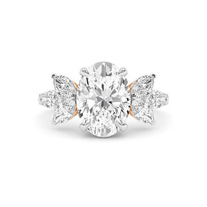 Oval Lab-Grown Diamond Ring in 18K rose gold, overhead view | Binson Diamonds