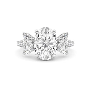 Oval Lab-Grown Diamond Ring in 18K white gold, overhead view