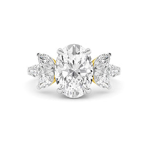 Oval Lab-Grown Diamond Ring in 18K yellow gold, overhead view