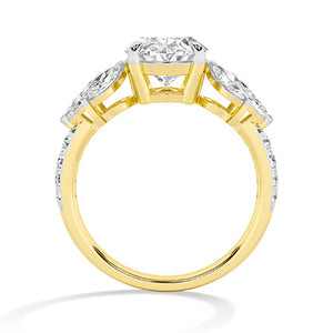 Oval Lab-Grown Diamond Ring in 18K yellow gold, front view