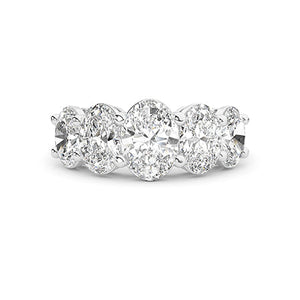 Oval Lab-Grown Diamond Ring in 18K white gold, overhead view