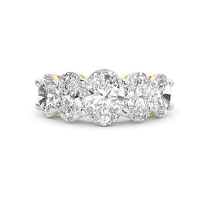 Oval Lab-Grown Diamond Ring in 18K yellow gold, overhead view | Binson Diamonds