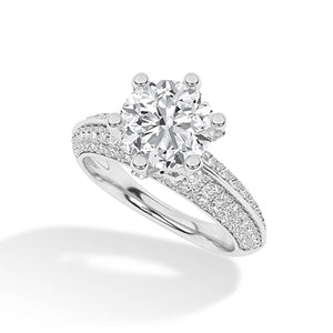 Round Lab-Grown Diamond Ring in 18K white gold, angled view