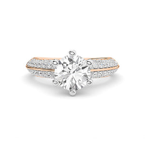 Round Lab-Grown Diamond Ring in 18K rose gold, overhead view