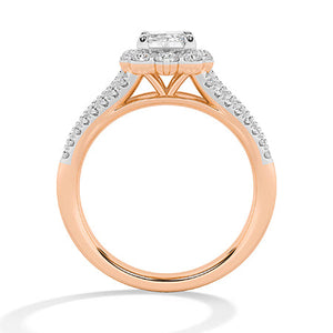 Emerald Lab-Grown Diamond Ring in 18K rose gold, front view