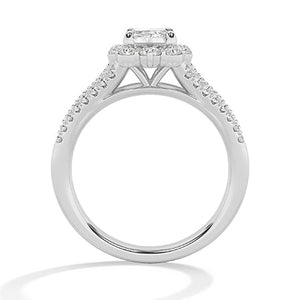 Emerald Lab-Grown Diamond Ring in 18K white gold, front view