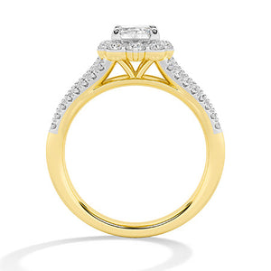 Emerald Lab-Grown Diamond Ring in 18K yellow gold, front view