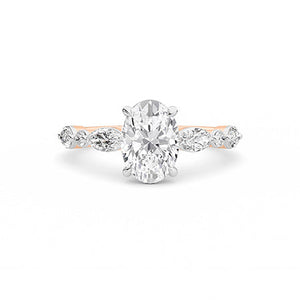 Oval Lab-Grown Diamond Ring in 18K rose gold, overhead view